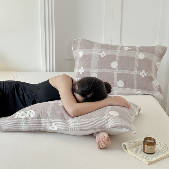 91家纺网 家纺一手货源 找家纺 乐家毛巾被（工厂自产自销） 2026新款精梳安心棉全棉纯棉色织提花枕巾单枕巾枕巾单件 心花枕巾