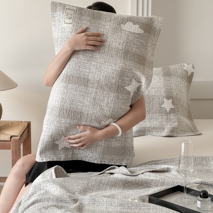 91家纺网 家纺一手货源 找家纺 乐家毛巾被（工厂自产自销） 2026新款精梳安心棉全棉纯棉色织提花枕巾单枕巾枕巾单件 晚安枕巾