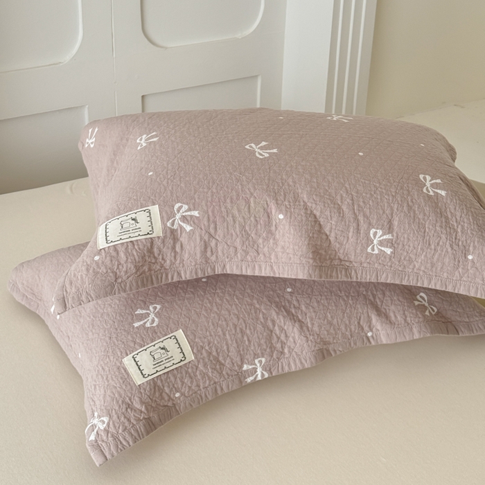 91家纺网 家纺一手货源 找家纺 乐家毛巾被（工厂自产自销） 2026新款精梳安心棉全棉纯棉色织提花枕巾单枕巾枕巾单件 蝴蝶结枕巾