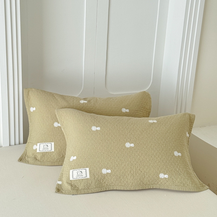 乐家毛巾被（工厂自产自销） 2026新款精梳安心棉全棉纯棉色织提花枕巾单枕巾枕巾单件 蘑菇眠枕巾