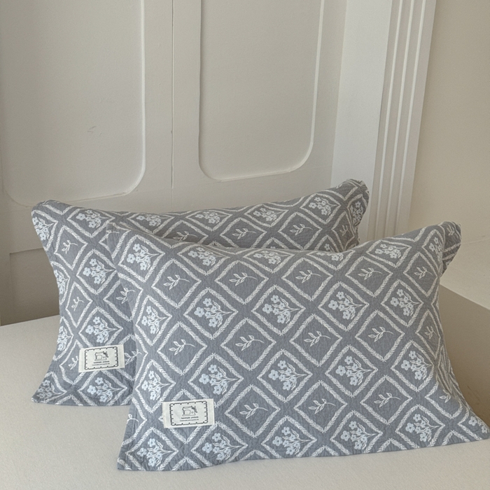 乐家毛巾被（工厂自产自销） 2026新款精梳安心棉全棉纯棉色织提花枕巾单枕巾枕巾单件 菱形花束枕巾