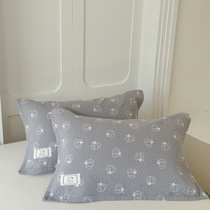 乐家毛巾被（工厂自产自销） 2026新款精梳安心棉全棉纯棉色织提花枕巾单枕巾枕巾单件 灰色南瓜枕巾