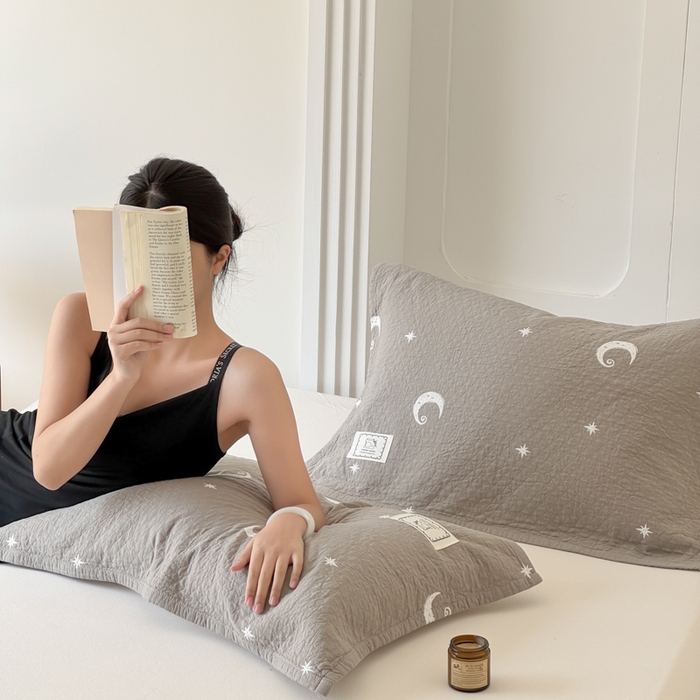 91家纺网 家纺一手货源 找家纺 乐家毛巾被（工厂自产自销） 2026新款精梳安心棉全棉纯棉色织提花枕巾单枕巾枕巾单件 星月枕巾