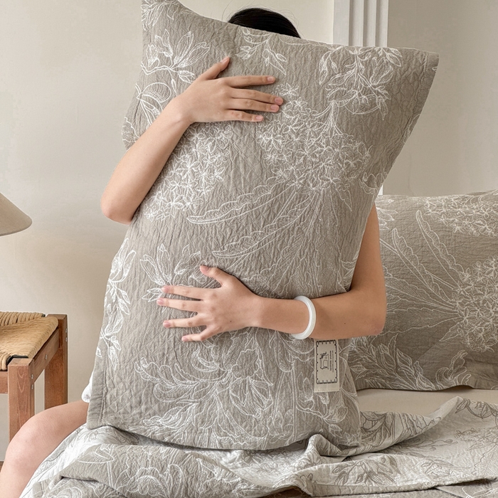 91家纺网 家纺一手货源 找家纺 乐家毛巾被（工厂自产自销） 2026新款精梳安心棉全棉纯棉色织提花枕巾单枕巾枕巾单件 野间草木枕巾