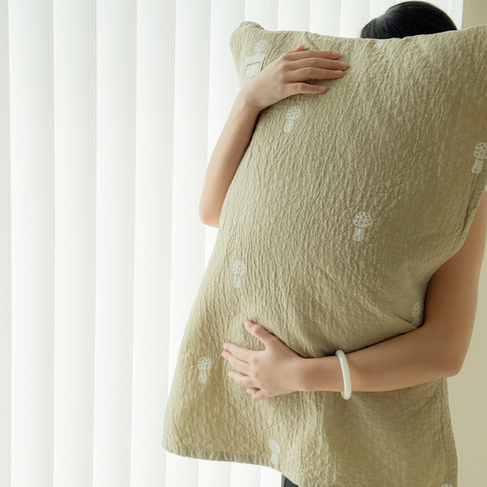 91家纺网 家纺一手货源 找家纺 乐家毛巾被（工厂自产自销） 2026新款精梳安心棉全棉纯棉色织提花枕巾单枕巾枕巾单件 蘑菇眠枕巾