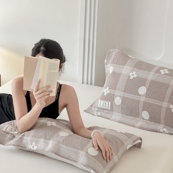 91家纺网 家纺一手货源 找家纺 乐家毛巾被（工厂自产自销） 2026新款精梳安心棉全棉纯棉色织提花枕巾单枕巾枕巾单件 心花枕巾