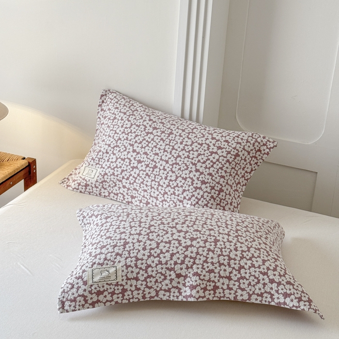 91家纺网 家纺一手货源 找家纺 乐家毛巾被（工厂自产自销） 2026新款精梳安心棉全棉纯棉色织提花枕巾单枕巾枕巾单件 繁花枕巾