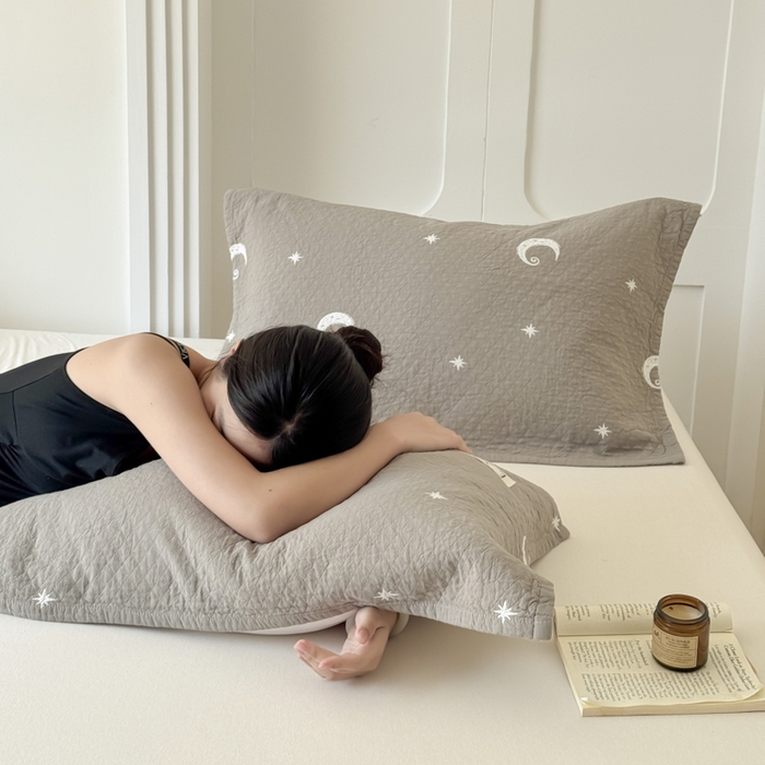 91家纺网 家纺一手货源 找家纺 乐家毛巾被（工厂自产自销） 2026新款精梳安心棉全棉纯棉色织提花枕巾单枕巾枕巾单件 星月枕巾