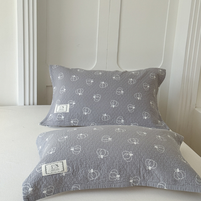 91家纺网 家纺一手货源 找家纺 乐家毛巾被（工厂自产自销） 2026新款精梳安心棉全棉纯棉色织提花枕巾单枕巾枕巾单件 灰色南瓜枕巾