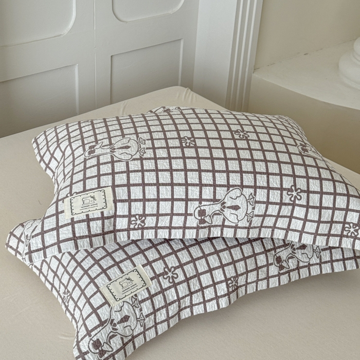 91家纺网 家纺一手货源 找家纺 乐家毛巾被（工厂自产自销） 2026新款精梳安心棉全棉纯棉色织提花枕巾单枕巾枕巾单件 墨镜鸭枕巾