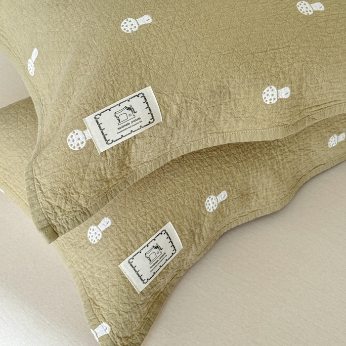 91家纺网 家纺一手货源 找家纺 乐家毛巾被（工厂自产自销） 2026新款精梳安心棉全棉纯棉色织提花枕巾单枕巾枕巾单件 蘑菇眠枕巾