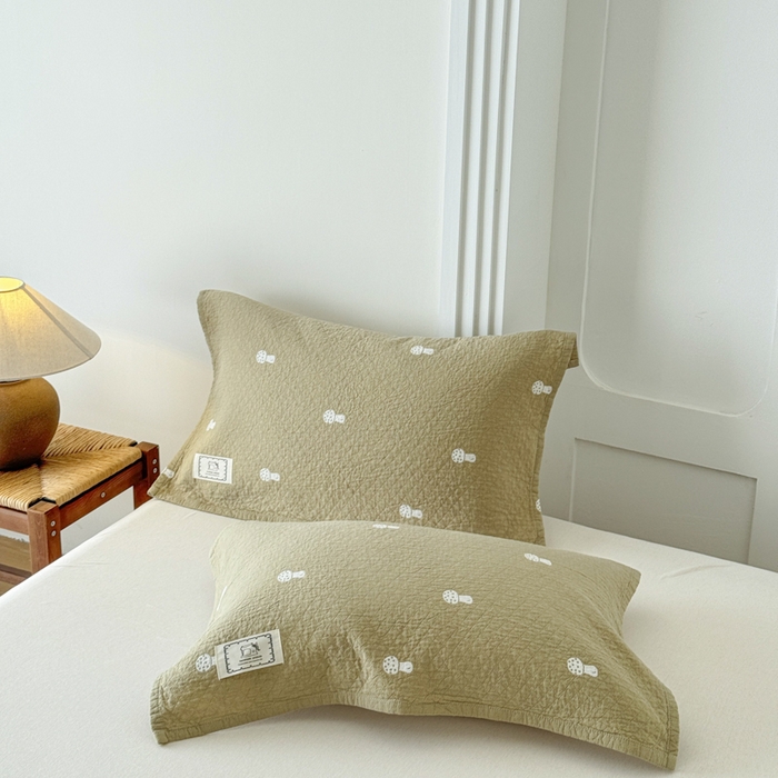 91家纺网 家纺一手货源 找家纺 乐家毛巾被（工厂自产自销） 2026新款精梳安心棉全棉纯棉色织提花枕巾单枕巾枕巾单件 蘑菇眠枕巾