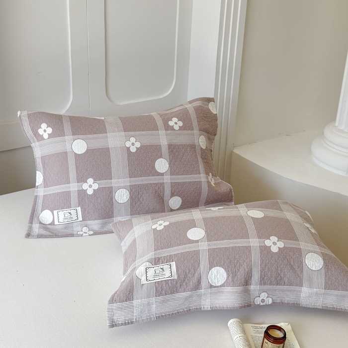 91家纺网 家纺一手货源 找家纺 乐家毛巾被（工厂自产自销） 2026新款精梳安心棉全棉纯棉色织提花枕巾单枕巾枕巾单件 花遇圆枕巾