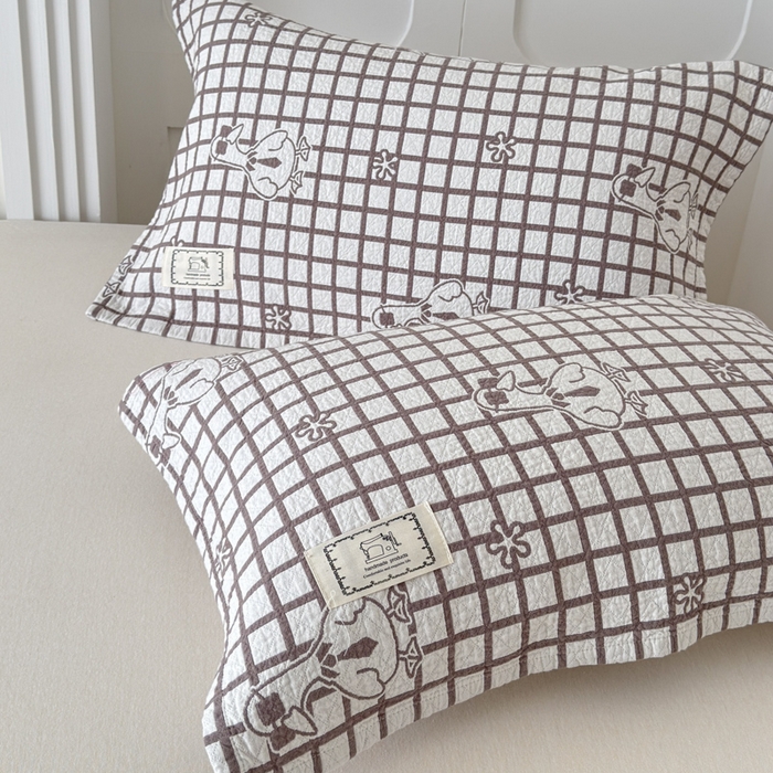 91家纺网 家纺一手货源 找家纺 乐家毛巾被（工厂自产自销） 2026新款精梳安心棉全棉纯棉色织提花枕巾单枕巾枕巾单件 墨镜鸭枕巾