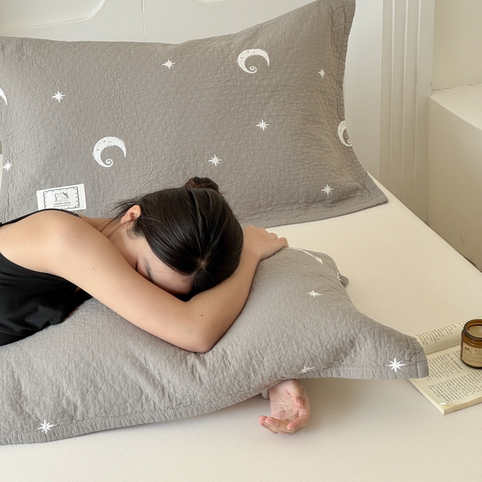 91家纺网 家纺一手货源 找家纺 乐家毛巾被（工厂自产自销） 2026新款精梳安心棉全棉纯棉色织提花枕巾单枕巾枕巾单件 星月枕巾