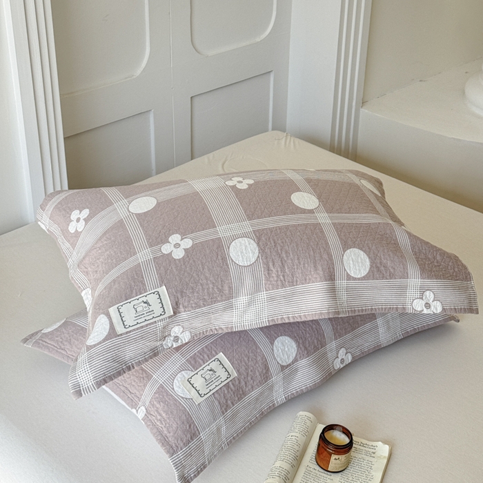 91家纺网 家纺一手货源 找家纺 乐家毛巾被（工厂自产自销） 2026新款精梳安心棉全棉纯棉色织提花枕巾单枕巾枕巾单件 花遇圆枕巾