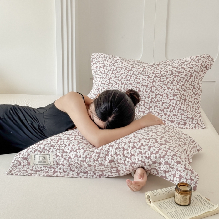 91家纺网 家纺一手货源 找家纺 乐家毛巾被（工厂自产自销） 2026新款精梳安心棉全棉纯棉色织提花枕巾单枕巾枕巾单件 繁花枕巾