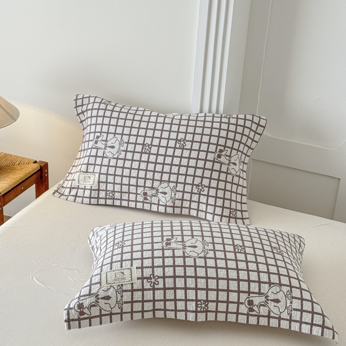 91家纺网 家纺一手货源 找家纺 乐家毛巾被（工厂自产自销） 2026新款精梳安心棉全棉纯棉色织提花枕巾单枕巾枕巾单件 墨镜鸭枕巾