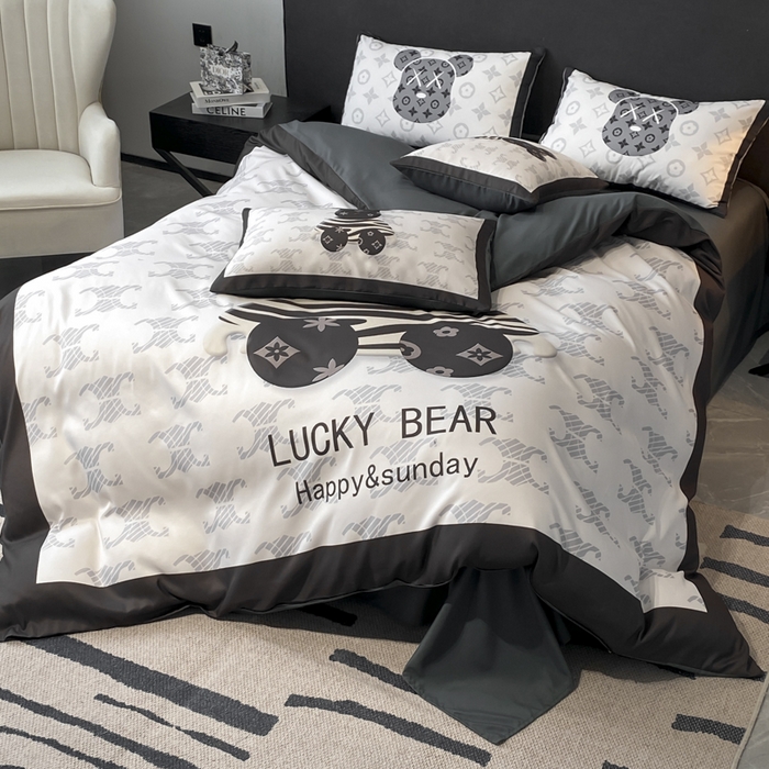 91家纺网 家纺一手货源 找家纺 奥汀洛家纺 2026新款轻奢数码印花冰丝四件套 冰丝-奶油熊