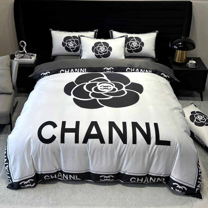 奥汀洛家纺 2026新款轻奢数码印花冰丝四件套 冰丝-山茶