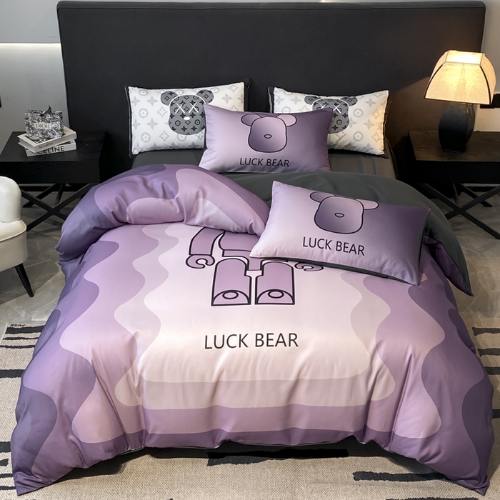 奥汀洛家纺 2026新款轻奢数码印花冰丝四件套 冰丝-炫彩熊