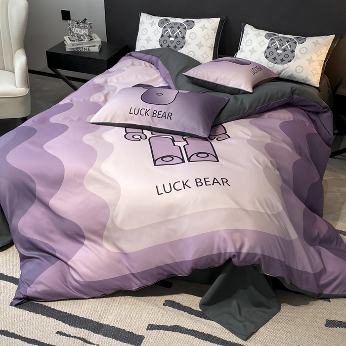 91家纺网 家纺一手货源 找家纺 奥汀洛家纺 2026新款轻奢数码印花冰丝四件套 冰丝-炫彩熊