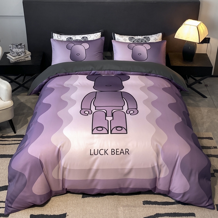 91家纺网 家纺一手货源 找家纺 奥汀洛家纺 2026新款轻奢数码印花冰丝四件套 冰丝-炫彩熊