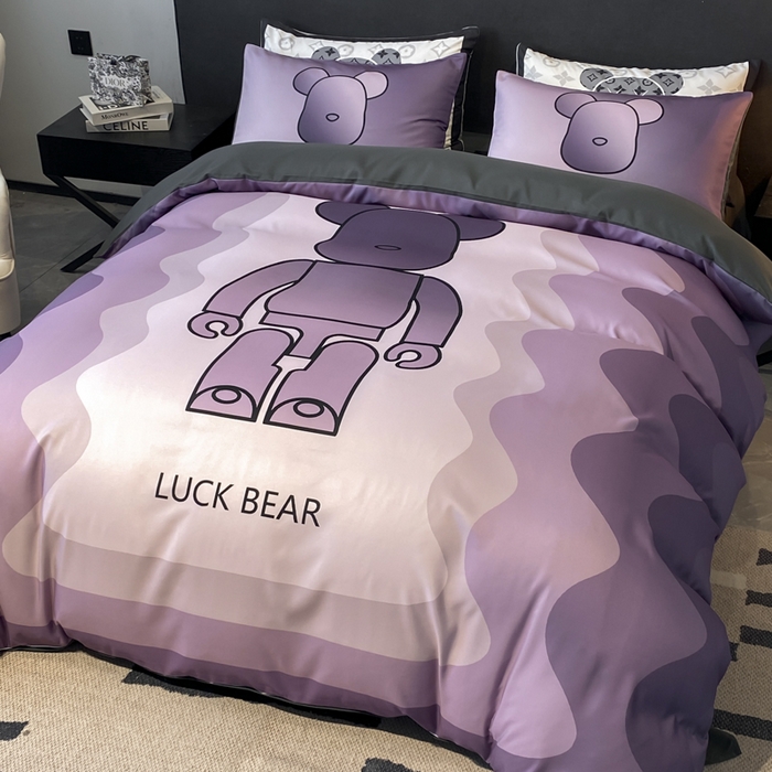 91家纺网 家纺一手货源 找家纺 奥汀洛家纺 2026新款轻奢数码印花冰丝四件套 冰丝-炫彩熊