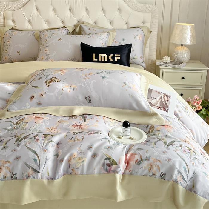 91家纺网 家纺一手货源 找家纺 （总）蓝米卡夫 2026夏季新款60S天丝提花数码印花四件套（礼盒包装）