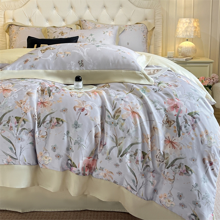 91家纺网 家纺一手货源 找家纺 （总）蓝米卡夫 2026夏季新款60S天丝提花数码印花四件套（礼盒包装）