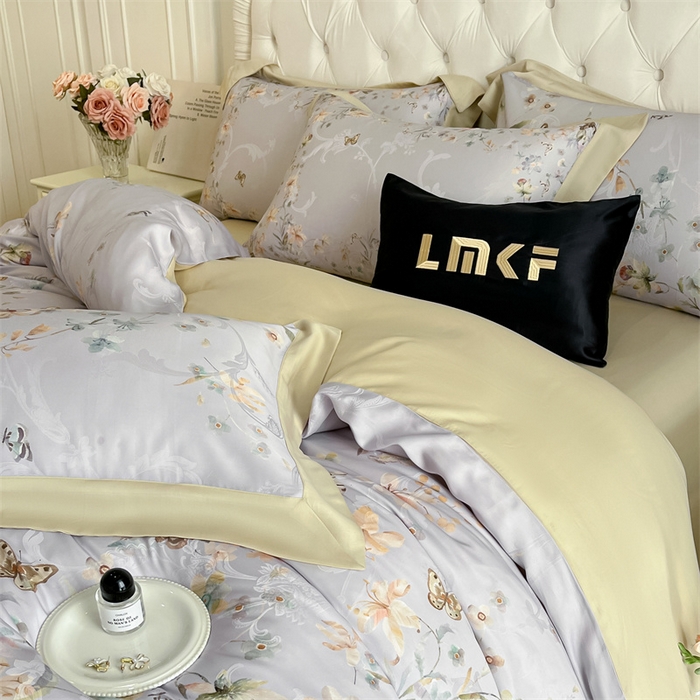 91家纺网 家纺一手货源 找家纺 （总）蓝米卡夫 2026夏季新款60S天丝提花数码印花四件套（礼盒包装）