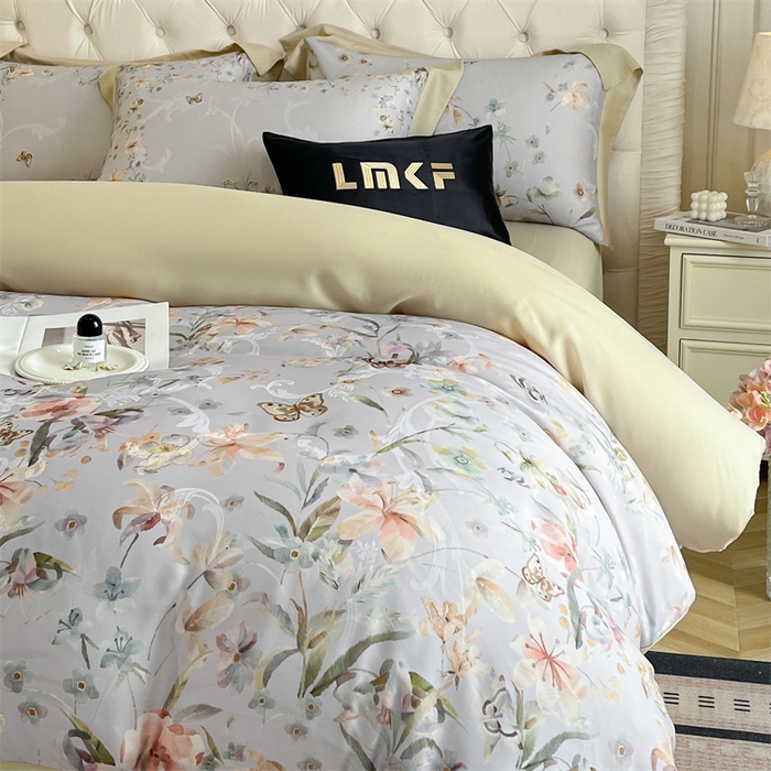 91家纺网 家纺一手货源 找家纺 （总）蓝米卡夫 2026夏季新款60S天丝提花数码印花四件套（礼盒包装）