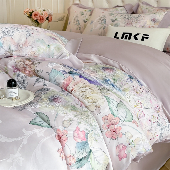 91家纺网 家纺一手货源 找家纺 （总）蓝米卡夫 2026夏季新款60S天丝提花数码印花四件套（礼盒包装）