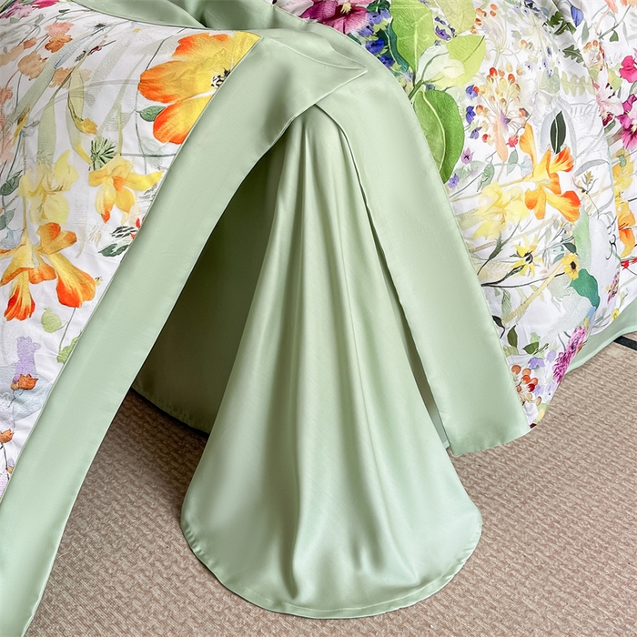 91家纺网 家纺一手货源 找家纺 蓝米卡夫 2026夏季新款60S天丝提花数码印花四件套（礼盒包装） 夏之初