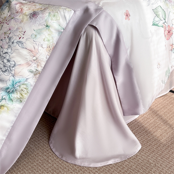 91家纺网 家纺一手货源 找家纺 蓝米卡夫 2026夏季新款60S天丝提花数码印花四件套（礼盒包装） 花海秘境-紫