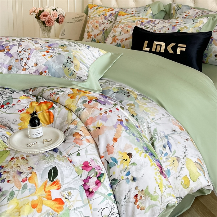 蓝米卡夫 2026夏季新款60S天丝提花数码印花四件套（礼盒包装） 夏之初