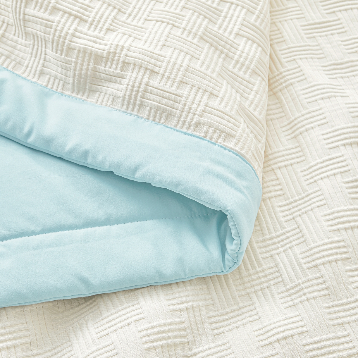 91家纺网 家纺一手货源 找家纺 好睡棉 2026新款华夫格双拼夏被夏凉被空调被新疆棉花被子 白拼蓝