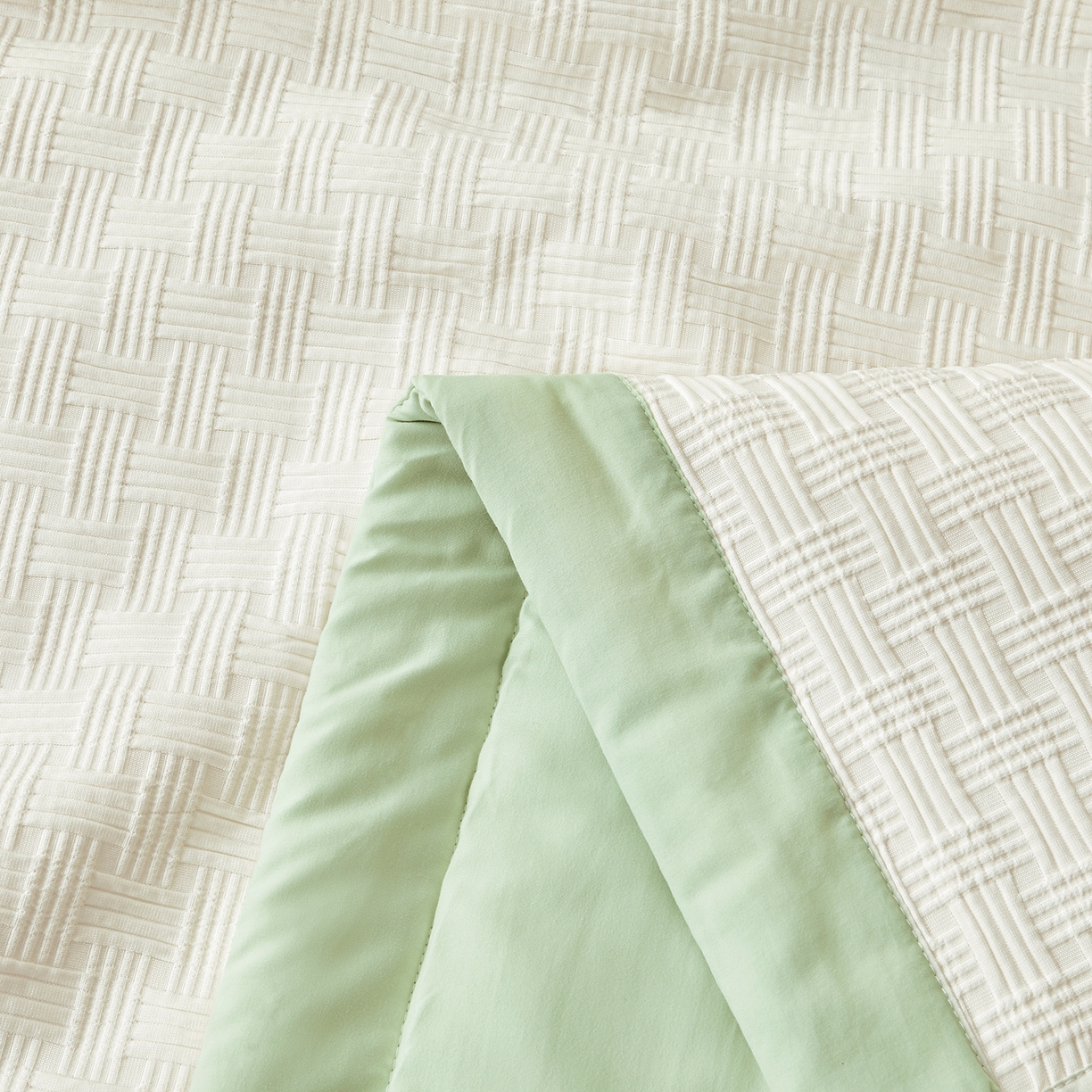 91家纺网 家纺一手货源 找家纺 好睡棉 2026新款华夫格双拼夏被夏凉被空调被新疆棉花被子 白拼绿