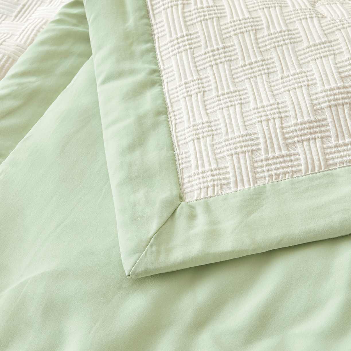 91家纺网 家纺一手货源 找家纺 好睡棉 2026新款华夫格双拼夏被夏凉被空调被新疆棉花被子 白拼绿