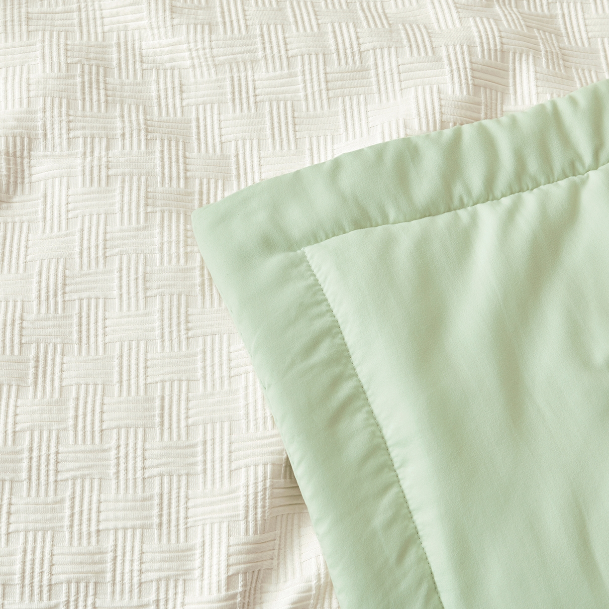 91家纺网 家纺一手货源 找家纺 好睡棉 2026新款华夫格双拼夏被夏凉被空调被新疆棉花被子 白拼绿