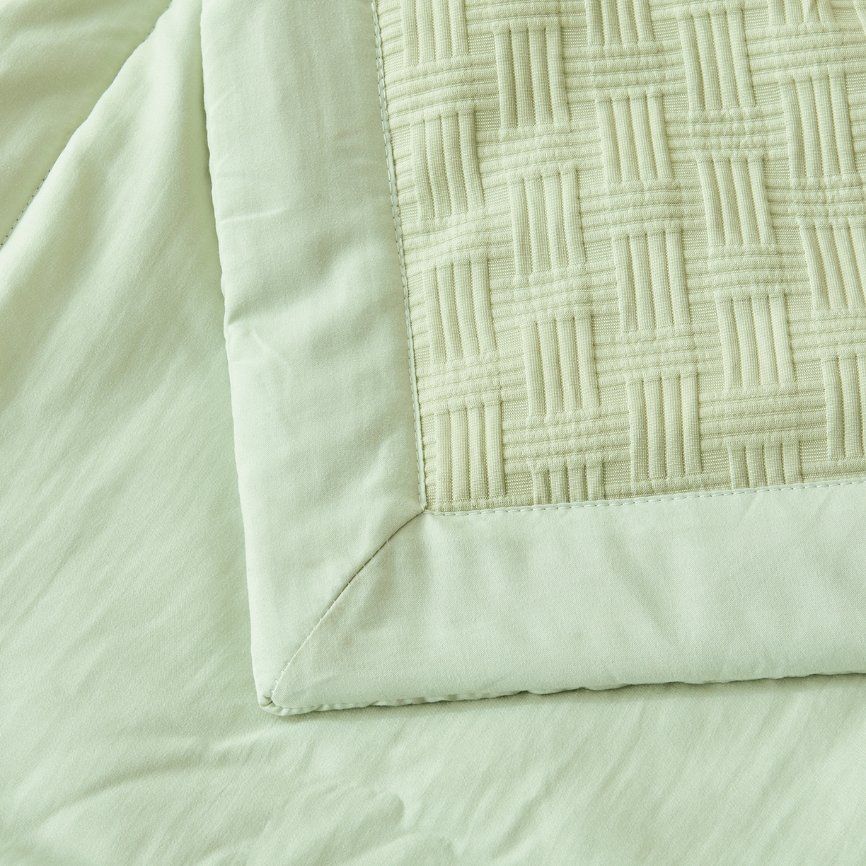 91家纺网 家纺一手货源 找家纺 好睡棉 2026新款华夫格双拼夏被夏凉被空调被新疆棉花被子 薄荷绿