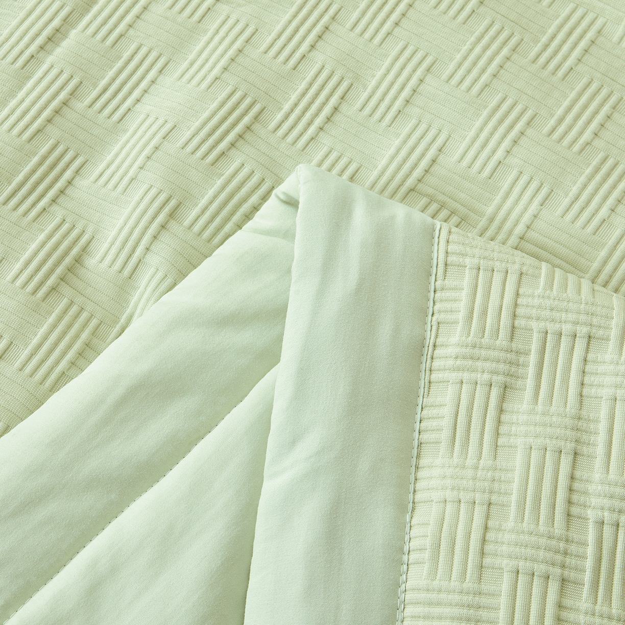 91家纺网 家纺一手货源 找家纺 好睡棉 2026新款华夫格双拼夏被夏凉被空调被新疆棉花被子 薄荷绿