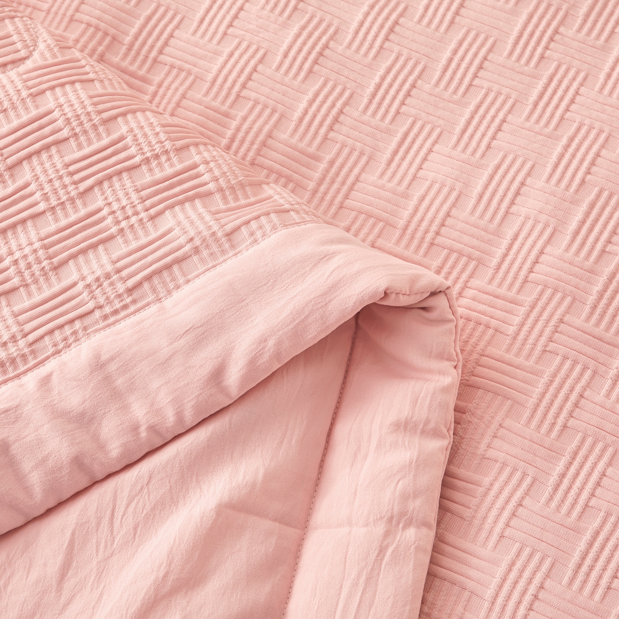 91家纺网 家纺一手货源 找家纺 好睡棉 2026新款华夫格双拼夏被夏凉被空调被新疆棉花被子 樱花粉