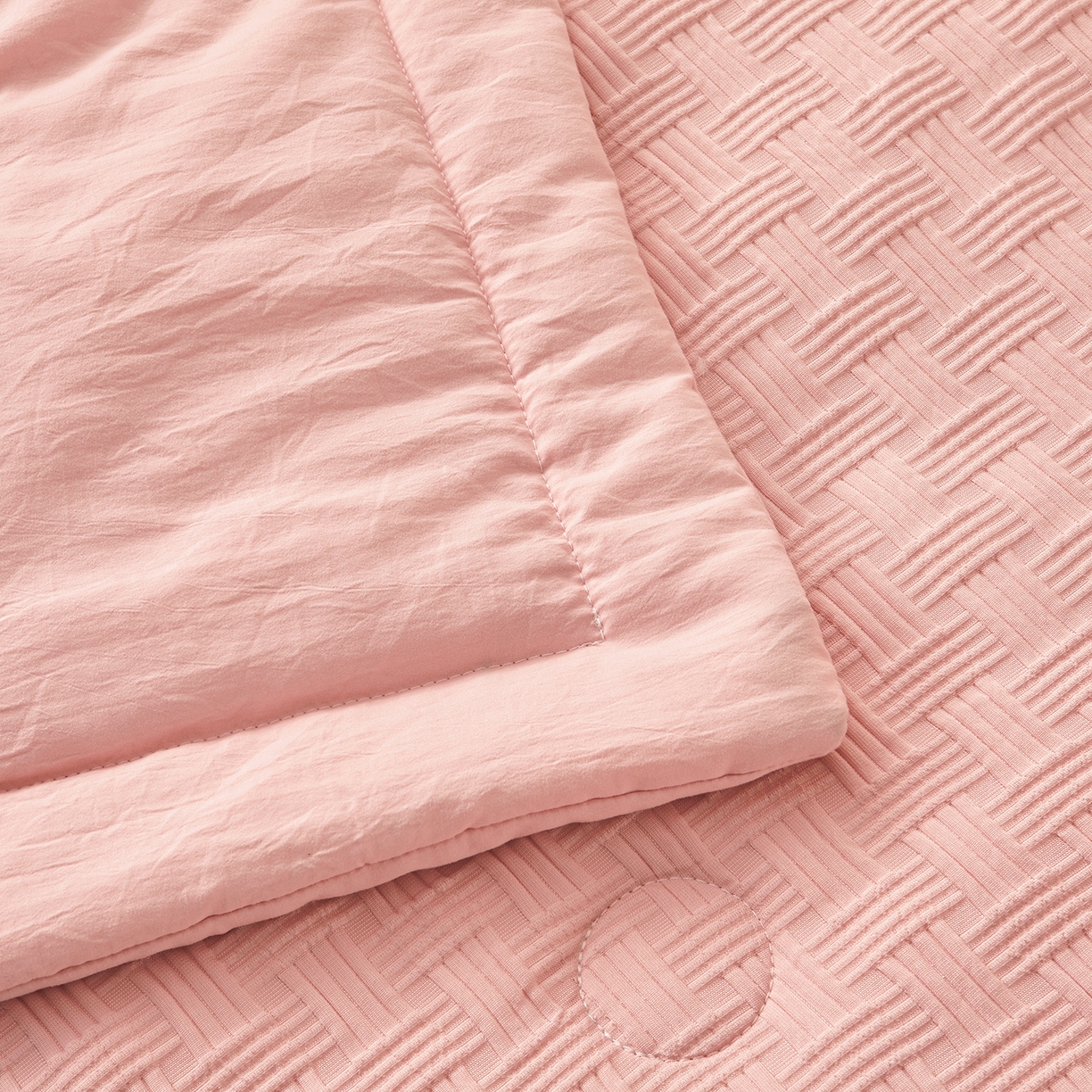 91家纺网 家纺一手货源 找家纺 好睡棉 2026新款华夫格双拼夏被夏凉被空调被新疆棉花被子 樱花粉