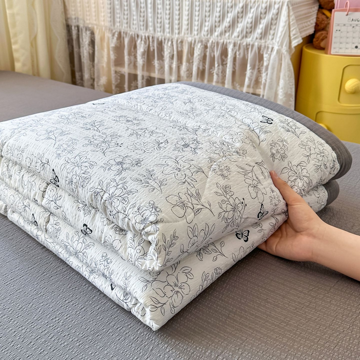 91家纺网 家纺一手货源 找家纺 （总）卡斯诺家纺馆 2026新款皱皱棉双层纱夏被四件套下载文件包含买家秀