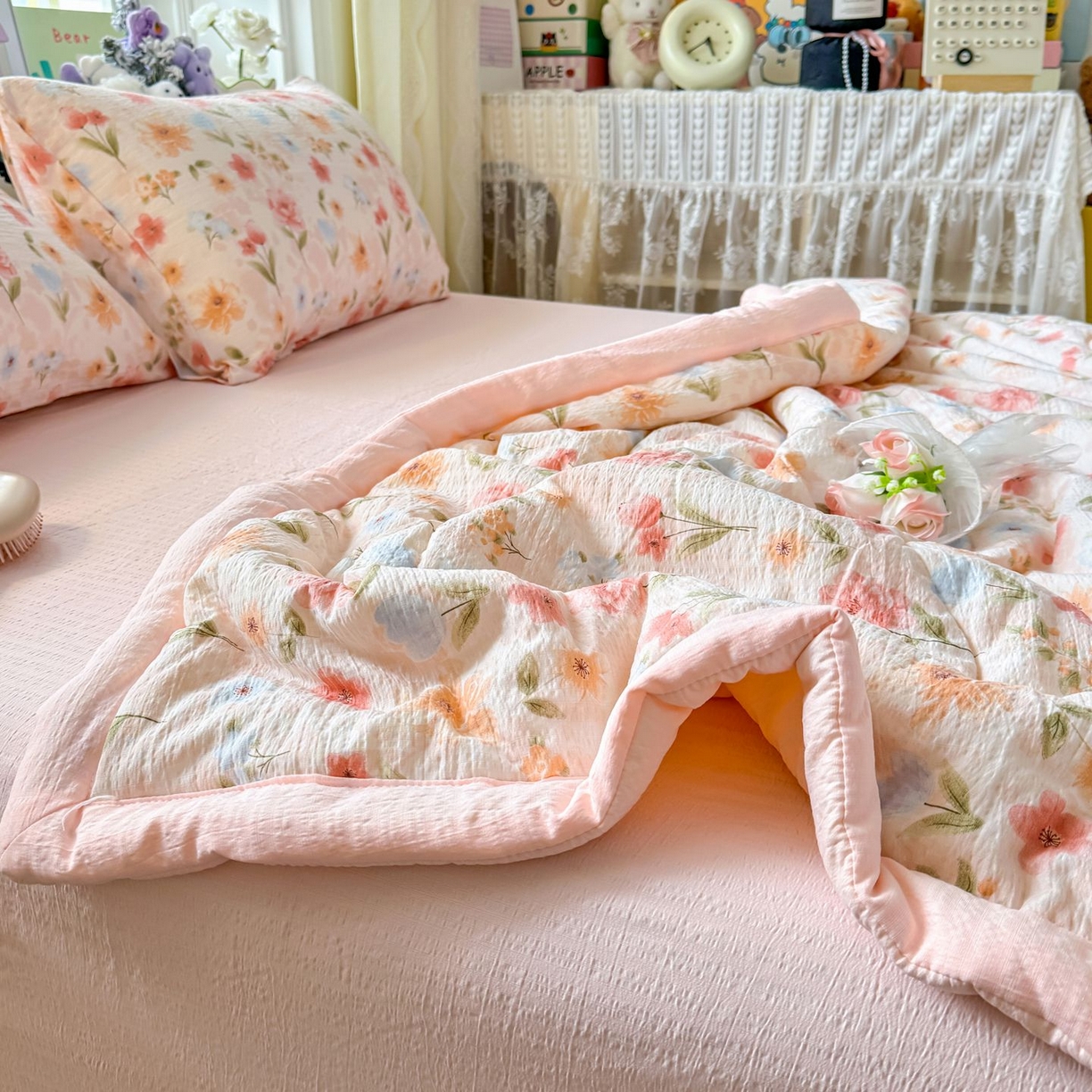 91家纺网 家纺一手货源 找家纺 卡斯诺家纺馆 2026新款皱皱棉双层纱夏被四件套下载文件包含买家秀 温柔蜜语