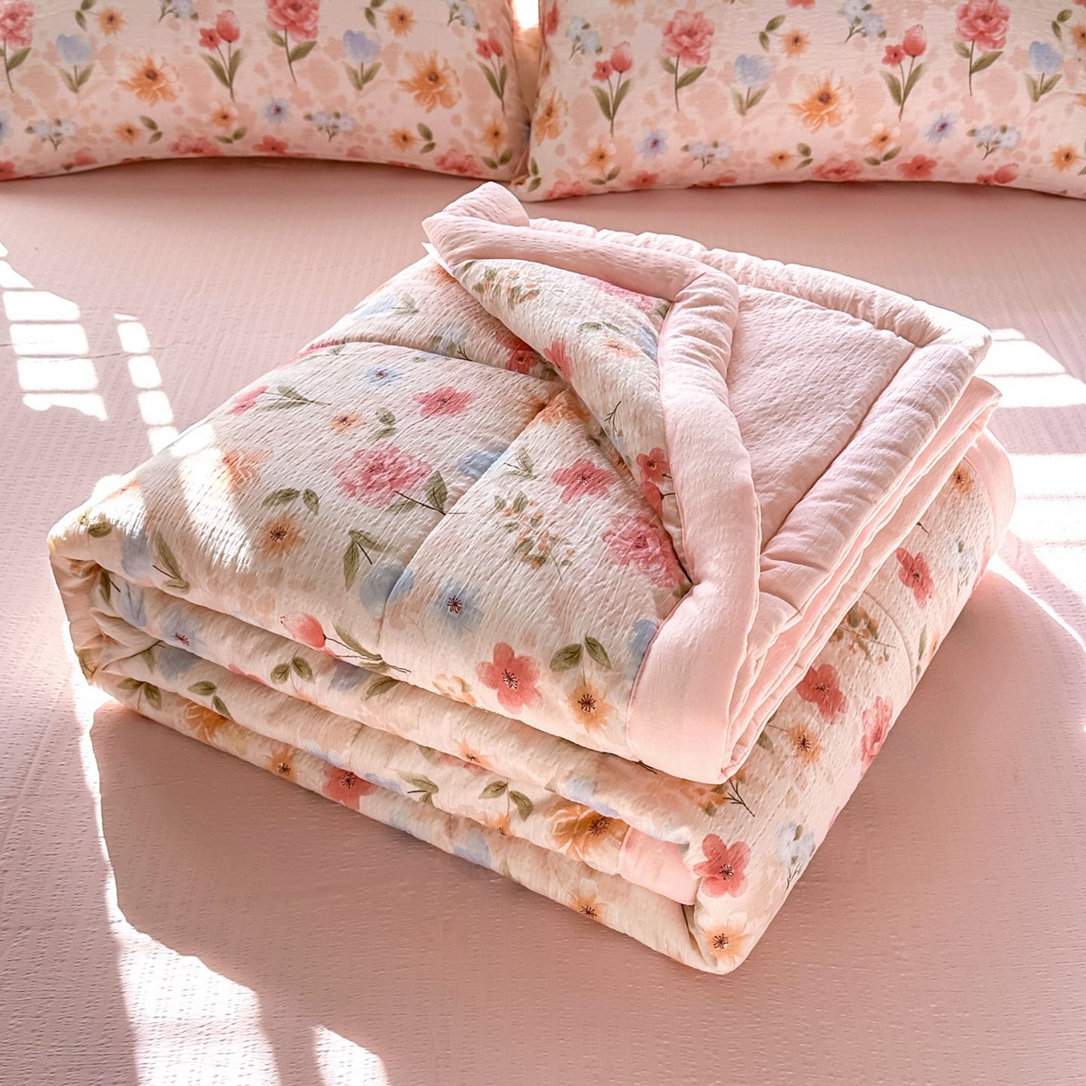 91家纺网 家纺一手货源 找家纺 卡斯诺家纺馆 2026新款皱皱棉双层纱夏被四件套下载文件包含买家秀 温柔蜜语