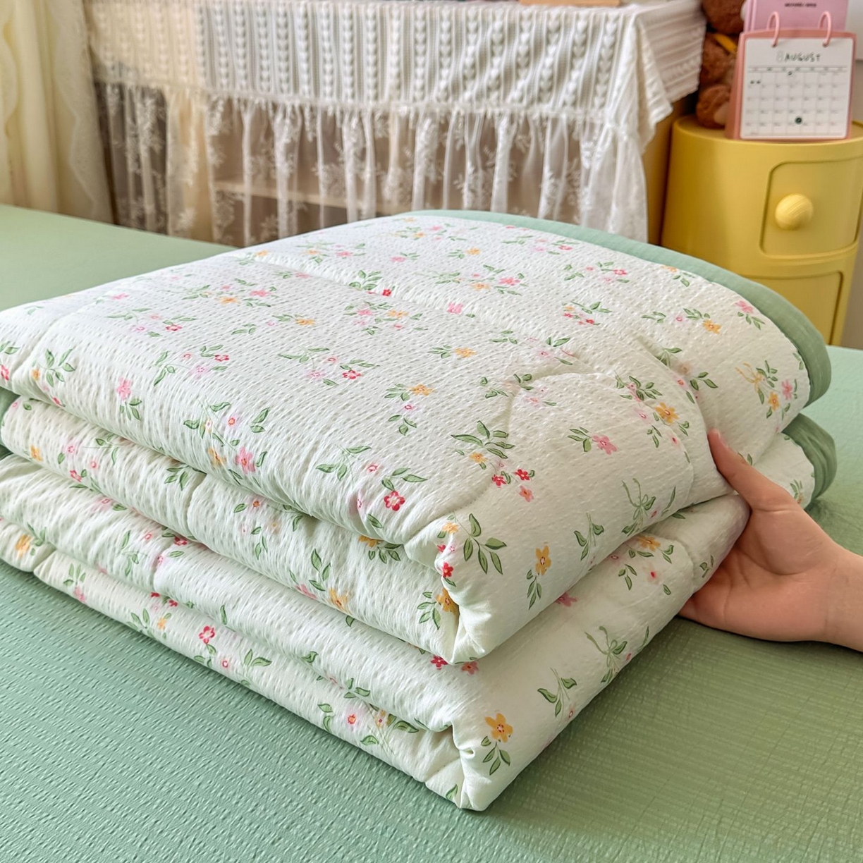 91家纺网 家纺一手货源 找家纺 卡斯诺家纺馆 2026新款皱皱棉双层纱夏被四件套下载文件包含买家秀 沁园春