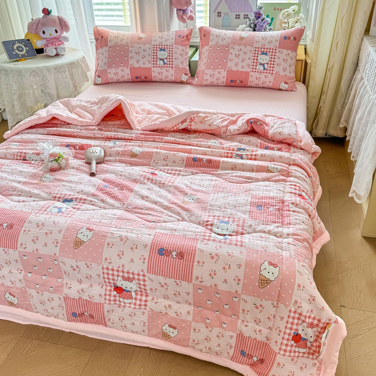 91家纺网 家纺一手货源 找家纺 卡斯诺家纺馆 2026新款皱皱棉双层纱夏被四件套下载文件包含买家秀 花间喵语