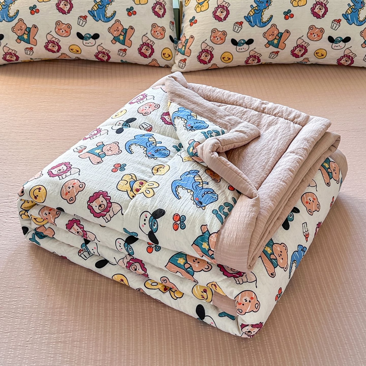 91家纺网 家纺一手货源 找家纺 卡斯诺家纺馆 2026新款皱皱棉双层纱夏被四件套下载文件包含买家秀 动物之家